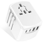 CHOLLO Adaptador Enchufe Universal Cargador Viaje – 5 en 1 Travel Adapter Internacional con 2 USB 2 Tipo C y 1 CA Adaptador Corriente Universal