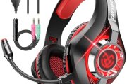 Tatybo Cascos Gaming, Auriculares Gaming con Graves Envolventes 3D, Micrófono Reducción De Ruido Y Almohadillas De Proteína, para Ps4 Ps5 Xbox PC Laptop